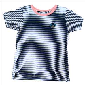 J. Crew Blue Striped Embroidered Shell T-Shirt